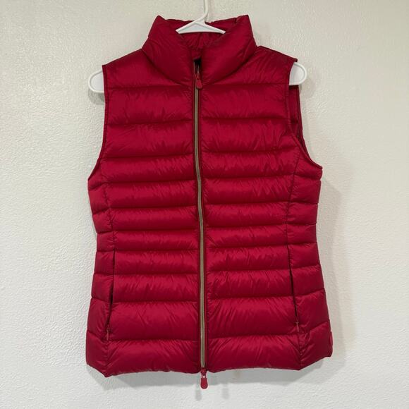 Save The Duck Women's Charlotte Vest Puffer Vest Animal Free Fiery Red Size 0 XS - Picture 2 of 8